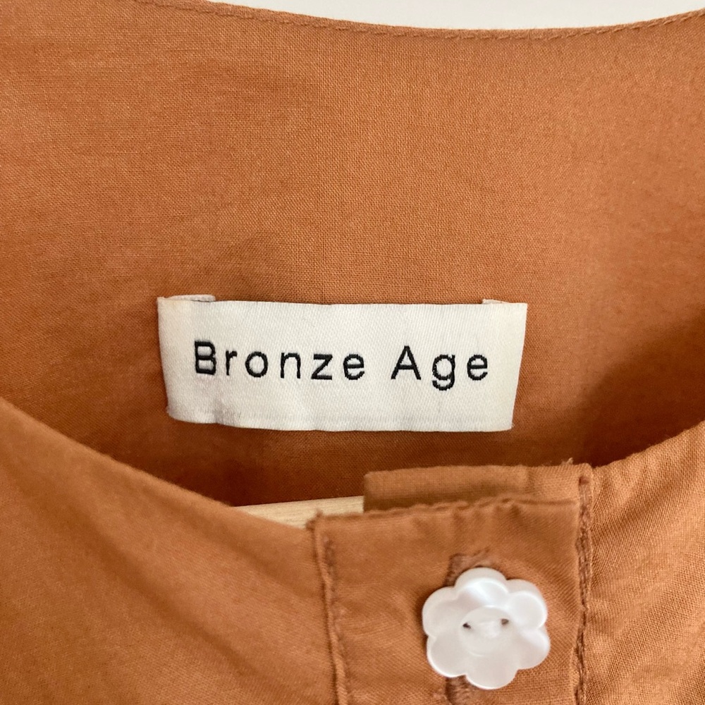 Women's Puff Sleeve Peasant Blouse - Rust - Picture 5 of 7